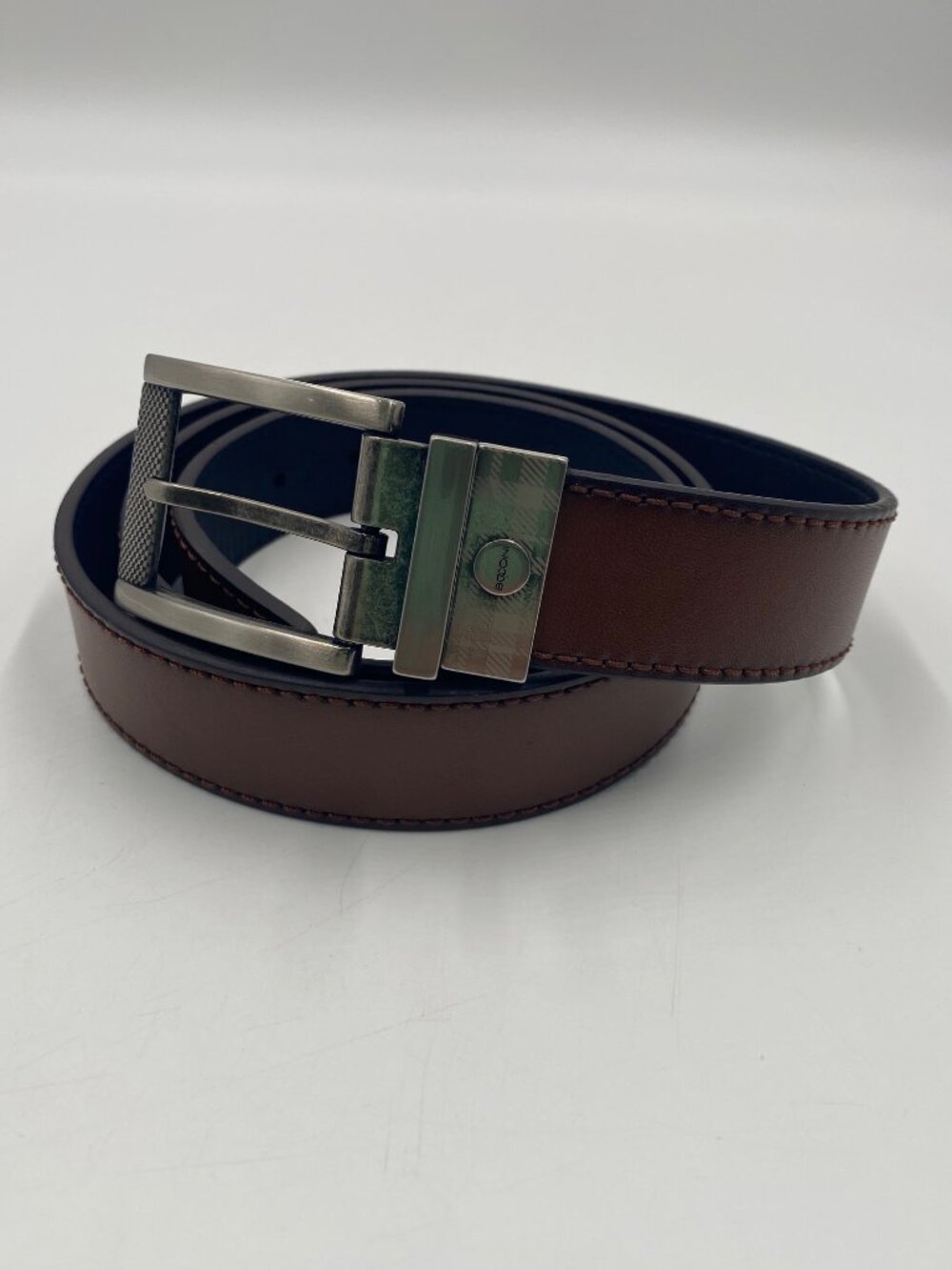 Boconi Reversible Belt Black Brown Size 42 Silver Buckle Dress Golf Work 1.25"W